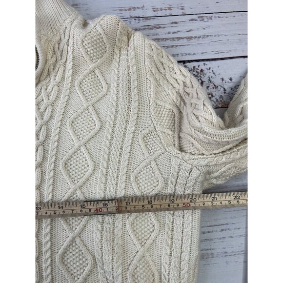 RALPH LAUREN Ivory Cable Knit Women Sweater 3/4 Zip Size XL Academia Preppy - Picture 7 of 11